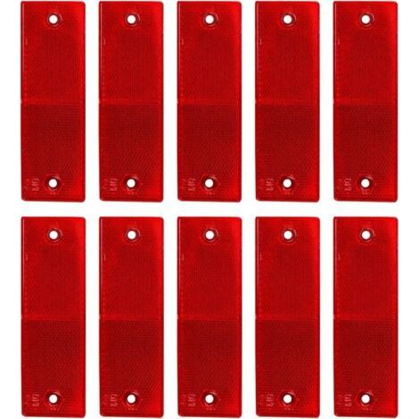Réfléchissant Plaque D'Avertissement, Catadioptres de Sécurité, Catadioptre Remorque, Réflecteurs Camion, pour Camions Caravanes RV Bateaux Vélo, 10 Pièces,rouge,14.84.8cm