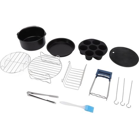 Set aus hitzebeständigen und leicht zu reinigenden Edelstahl-Heißluftfritteusenpfannen, Zubehör für Heißluftfritteusen für den privaten und gewerblichen Gebrauch, 20 cm (1/5)