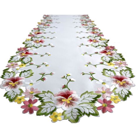RUNNER DA TAVOLO Striscia Decorativa Ovale Ricamata 40/160 TOVAGLIOLO Per Tavolo, Cassettiera (1/5)