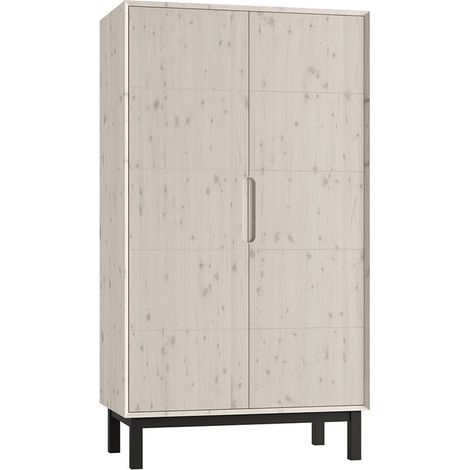 Armadio 2 ante Country marrone sbiancato 180cm (1/4)
