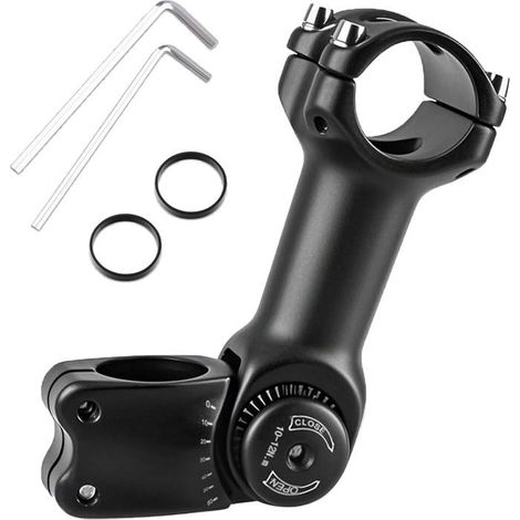 Ecleanfy - Potence de Vélo Réglable 0-60 Degrés 25,4 mm 31,8 mm Potence VTT Tige de Guidon Riser pour Vélo de Route Montagne BMX 1-1/8"
