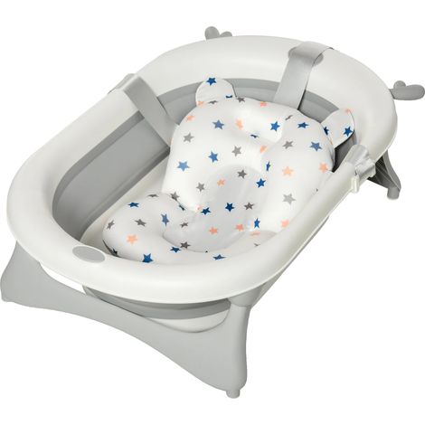 Bañera para bebé, diseño acolchado, portátil y plegable, estampado liso. (1/2)