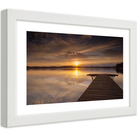 Quadro con cornice, Ponte su un lago - 90x60 (1/5)