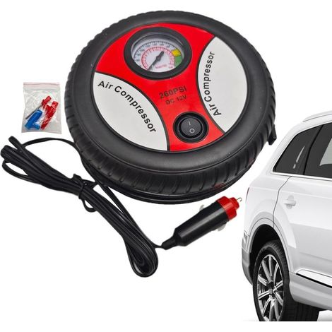 Tragbarer Luftkompressor, tragbare Autoreifenpumpe, aufblasbare Pumpe für Autozubehör, tragbare elektrische Reifenpumpe, 12-V-Aufblasgerät mit Zeiger, multifunktionales Manometer für (1/5)
