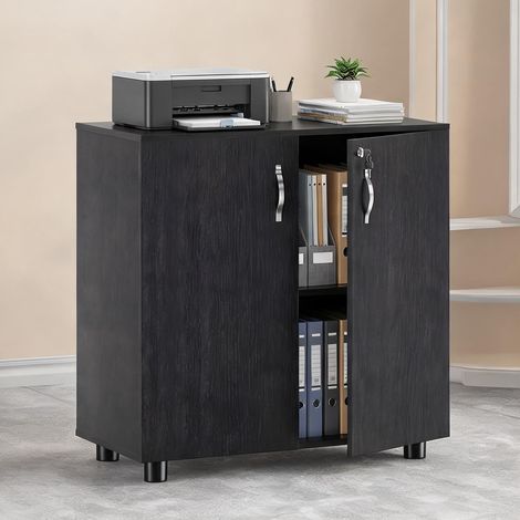 Meuble de rangement de bureau 2 portes 80 cm nero 80 x 40 x 80 cm (1/5)