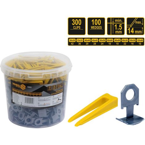 Fliesenverlegesystem – Set bestehend aus 100 Keilen und 300 Klammern 04692 vorel (1/5)