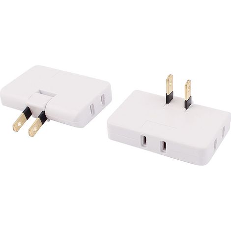 2 pièces AC 125V 15A prise américaine 1 à 3 voies dose charge blanc