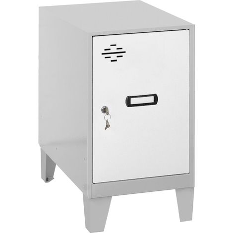 SimonRack Armadietto Spogliatoio Metallico Piccolo, 575x300x500 mm, Armadietto con Chiave, Grigio/Bianco - Simonlocker