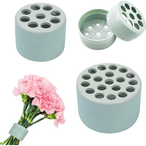 Un ensemble de deux supports de tiges en spirale verte, adaptés aux compositions florales et à la décoration de vases (comprend une grande et une petite taille). (1/5)