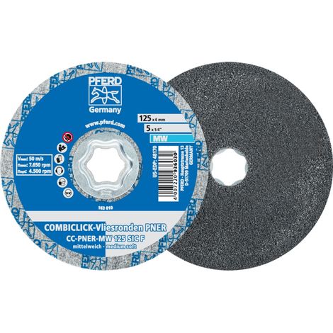 PFERD COMBICLICK verpresste Vliesronde CC PNER Ø 125 mm Mittelweich SIC Fein für Finish (1/5)