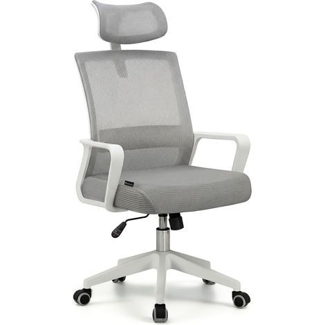 Silla de oficina ergonómica 111-121x51 cm Dafne Tex Blanco - Gris 51cm (ancho) x 121cm (alto) (1/5)