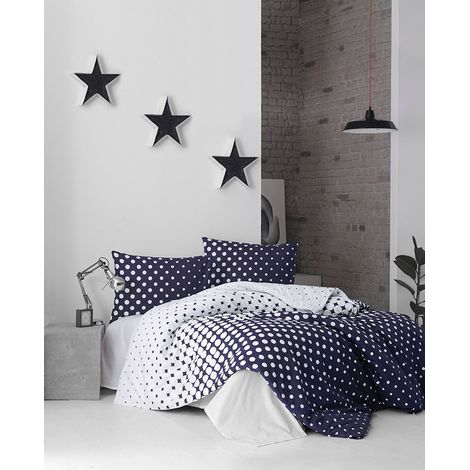 Funda nórdica, funda nórdica, ropa de cama Set Dark Azul Blanco