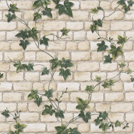 Papel pintado naturaleza Profhome 980434 papel pintado ligeramente texturado con dibujo naturaleza mate beige verde 5,33 m2