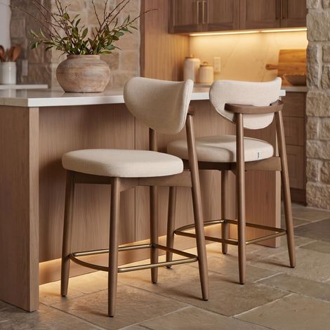 Tabourets de Bar, Bois Massif, avec Dossier, Lot de 2 (1/5)