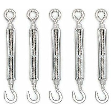 Tenditore per fune metallica, cesto per fiori a corpo aperto, bullone tenditore, gancio, anello, M8 5 pezzi (1/5)