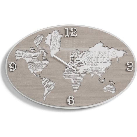 Orologio da parete in legno laminato PLANISFERO2 70x45 cm BRC (1/2)