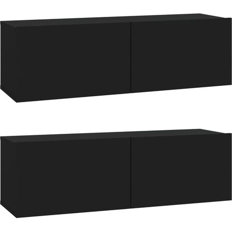 vidaXL Mobili TV da Parete 2 pz Neri 100x30x30 cm Legno Multistrato (1/5)