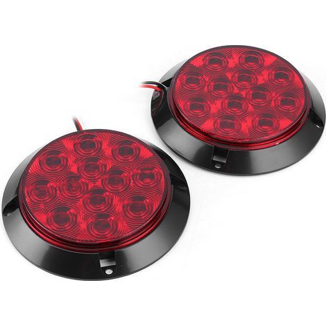 2 luces traseras/de freno redondas impermeables de 12V/24V y 16 LED para barcos, vehículos todo terreno y camiones. (1/5)