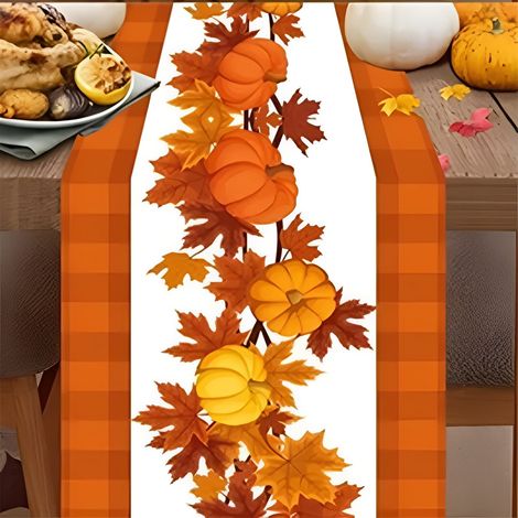 Nappe De Table - Lin - 183 X 33 Cm - Pour Décoration Automnale Et Fêtes - 1 Pièce (1/5)
