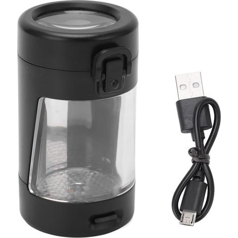 Schwarzer, geruchsdichter Aufbewahrungsbehälter, kleines, transparentes Gewürzglas mit Beleuchtung, tragbar mit USB-Kabel (1/5)