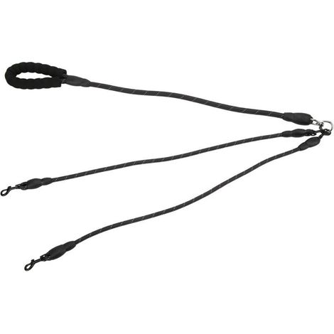 Jeffergarden Laisse pour chien avec poignée en mousse - Rotation à 360°, réfléchissante - Pour randonnée, camping, plage - 2 attaches - Noir