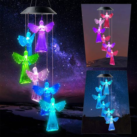 Carillon éolien papillon à couleurs changeantes, mobile décoratif LED, lumières décoratives d'extérieur étanches (1/5)