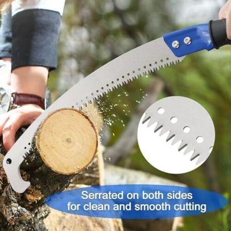Scie à branches bleue, scie de jardin pour arbres à lame courbe, scie à longue portée pour élagueurs, jardin, terrasse, arbres, branches, 4 m (13 pi), 4 m (13 pi) (1/4)