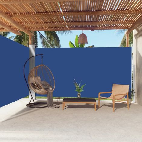 Auvent latéral rétractable Paravent extérieur Brise Vue Rétractable pour Jardin, Balcon, terrasse Bleu 200x600 cm NDTN9024746 (1/5)