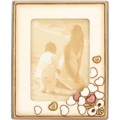 Cadre photo avec cœurs - Accessoires pour la maison - Idée cadeau - Ligne Hearts - Grand format - Céramique et verre - 25 x 20,4 x 3 h cm (1/5)
