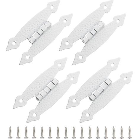 Lot de 4 Charnières en Fer Blanc Style Ancien pour Portes D'armoire, Robustes et Multifonctions Distance de Trou 6,3 Cm, Cuisine et Meubles (1/5)