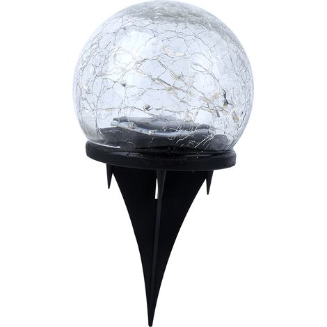 Lampe solaire imperméable à pointe de sol en forme de boule de verre craquelée, luminaire décoratif de paysage, idéal pour un jardin, une cour, un sentier ou un sentier