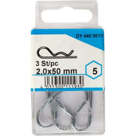 3 PEZZI - COPPIGLIE A MOLLA 2,0X50MM - IN ACCIAIO ZINCATO