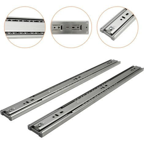 Coulisses de tiroir VINGO en 2 parties, fermeture amortie, extension totale, extension télescopique, hauteur 45 mm, extension partielle, 450 mm (1/5)