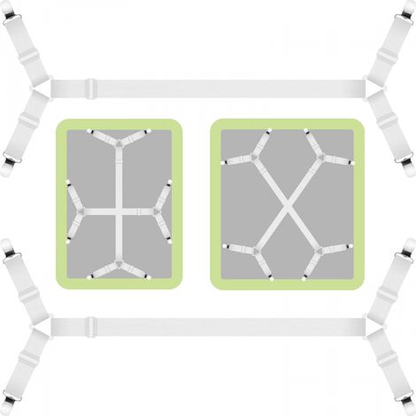 Tendeur Drap Housse Attache avec Clips en Réglable Élastiques Triangle Sangles de Soutient Compatibles Tous 2 Pièces Métal (1/5)