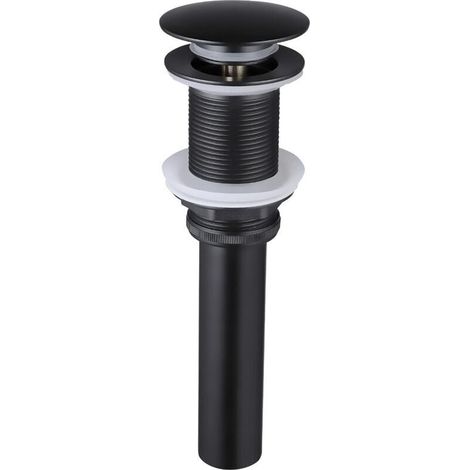 Desagüe de lavabo negro sin rebosadero, tapón de desagüe, desagüe de lavabo, válvula de desagüe (1/5)