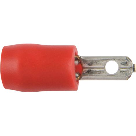 Connecteur à sertir isolé, fiche plate, section 0,5-1,0 mm², 2,8 x 0,8 mm, rouge