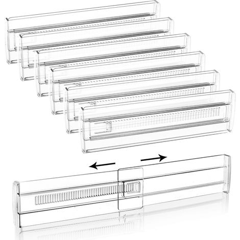 Séparateurs de tiroirs extensibles et réglables, organisateur de vêtements, adaptés aux armoires, cuisines et bureaux, 28,7-50,58 cm, lot de 6 (1/5)