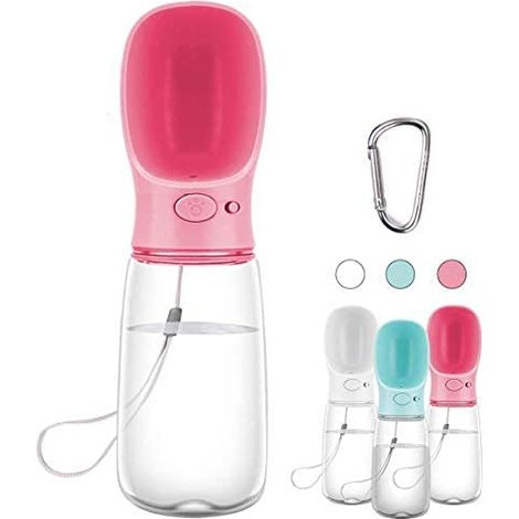 Rose Bouteille d'eau Portable pour Chien, 350/550ml Bouteille d'eau de Voyage antibactérienne de qualité Alimentaire pour Chien et Chat, Eau Potable pour Animal de Compagnie en Plein air (1/5)