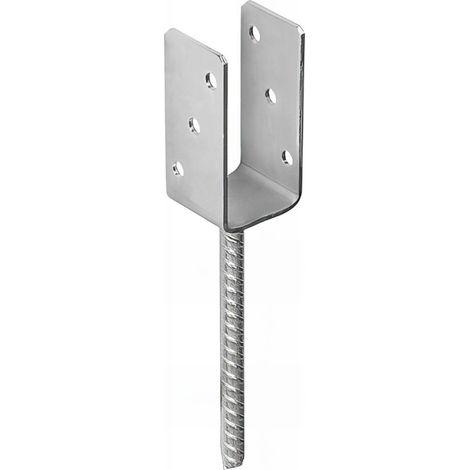Pied de poteau lourd en U zingué à ancrer - 61 x 120 x 4 mm (1/6)