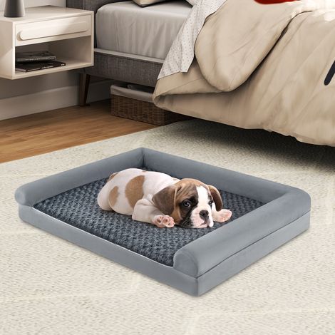 Lit Orthopédique pour Chien, Grand Panier Chien, Coussin en Mousse en Forme d'Œuf, Housse Amovible et Lavable, 113 x 89 x 18 cm (L) (1/5)