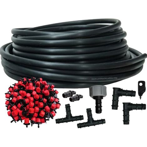 Kit goutte à goutte complet de jardin 100 m: Tuyau 16 mm + 100 goutteurs + accessoires d'installation