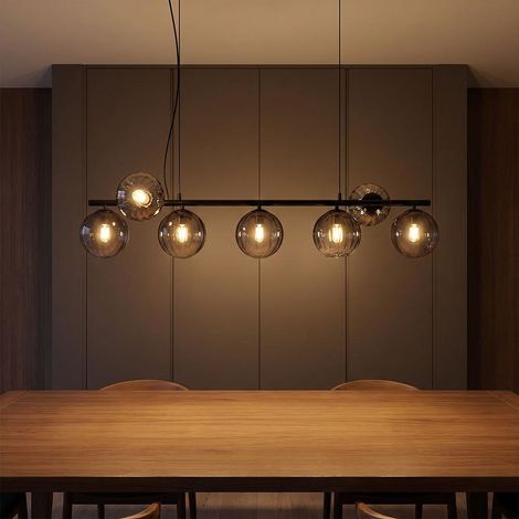 Pendelleuchte Hängelampe Deckenleuchte Esszimmerlampe Glas Rauchfarbe L 95 cm (1/5)