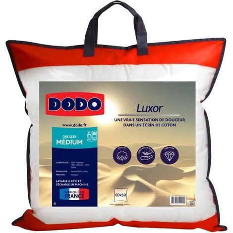 DODO Oreiller LUXOR 60x60 cm - 100% Coton - Effet Duvet