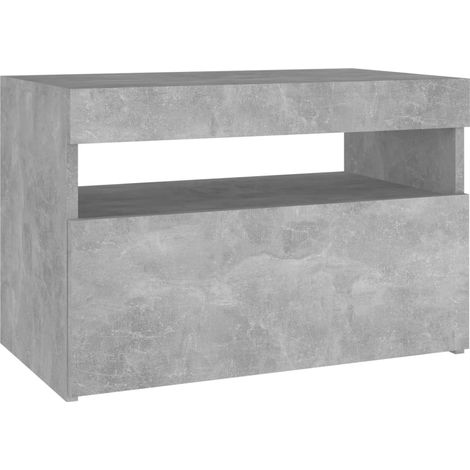 Table de chevet et lumières LED Gris béton 60x35x40 (1/5)