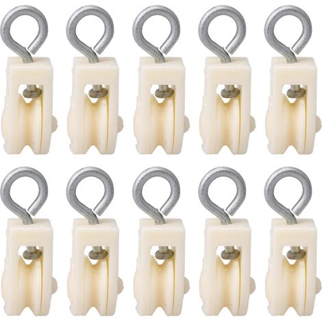 Poulie simple en plastique blanc de 8 mm pour élevages de poulets et de canards, lot de 10 (1/5)