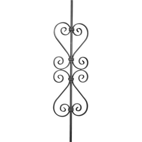 Barreau motif symétrique en volutes - Hauteur 950mm Largeur 220mm carré de 12mm - Fer forgé - À souder - DECO FER FORGE