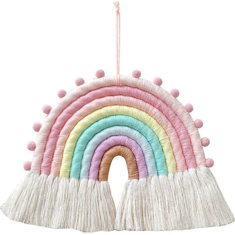 Makramee-Regenbogen-Wandteppich mit Quasten fürs Kinderzimmer