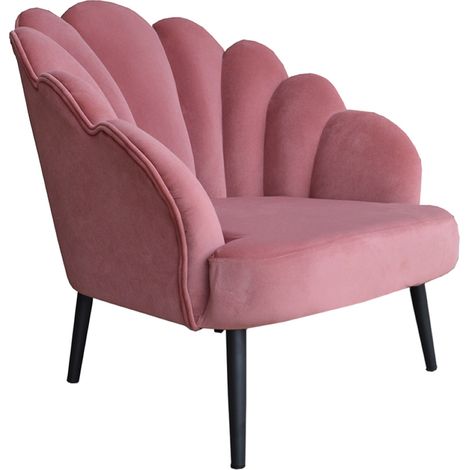 Poltrona da camera in velluto con schienale imbottito a conchiglia BAIA ROSA ANTICO (1/5)