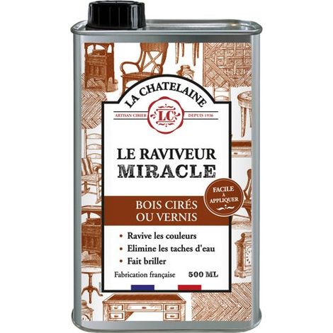 Raviveur bois 500 ml – Nettoie, nourrit et fait briller – Pour bois cirés et vernis – Élimine taches d'eau et décoloration