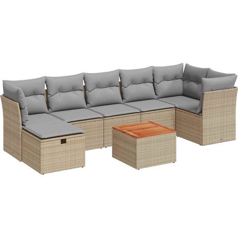 Maison Exclusive - Juego de sofás jardín con cojines beige mezcla (1/4)
